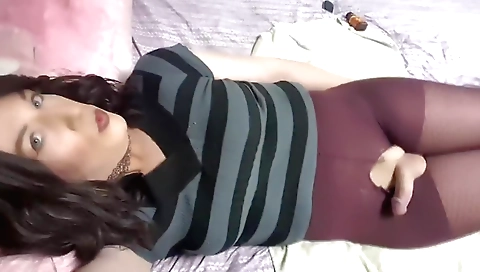 Solo porn video of a hot shemale with big tits and tits