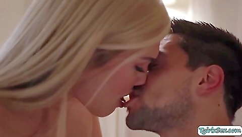 Blonde shemale sucks her dick and gets her mouth full of it