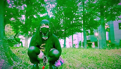 Transsexual teen with an ass in tight stockings in fetish