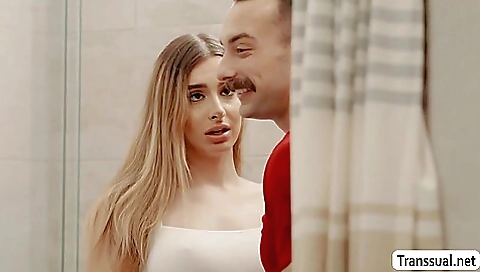 Gorgeous naked redhead with a sexy body going deepthroated