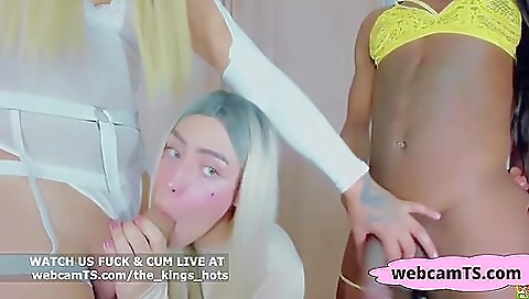 Threesome porn clip with two ebony sluts and a black man