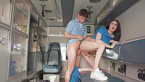 Transsexual nurse gets fucked hard on a large dick